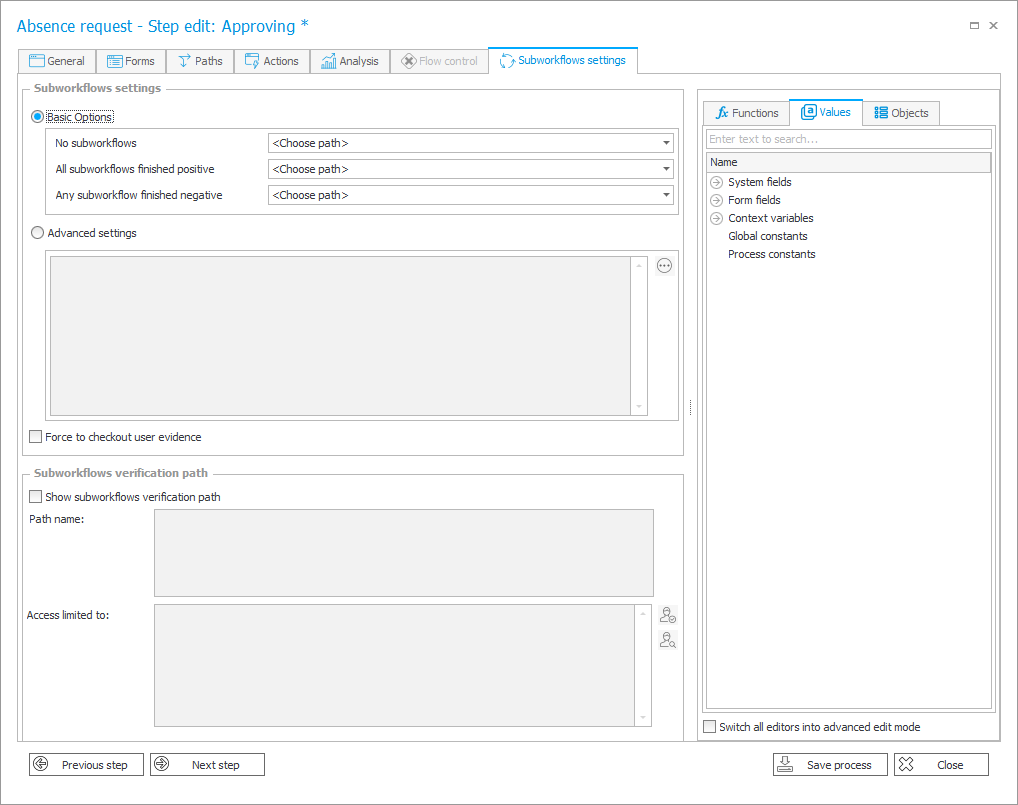 Subworkflows settings