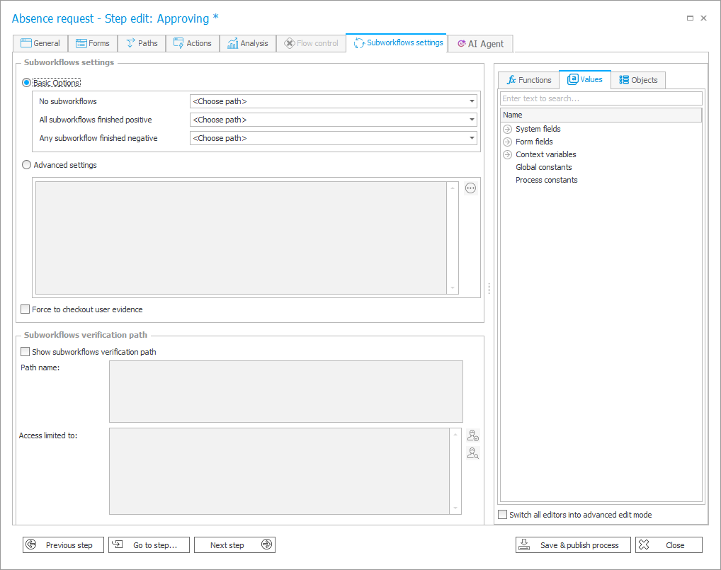 Subworkflows settings