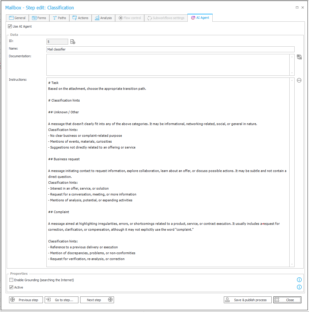 Mail classification AI Agent