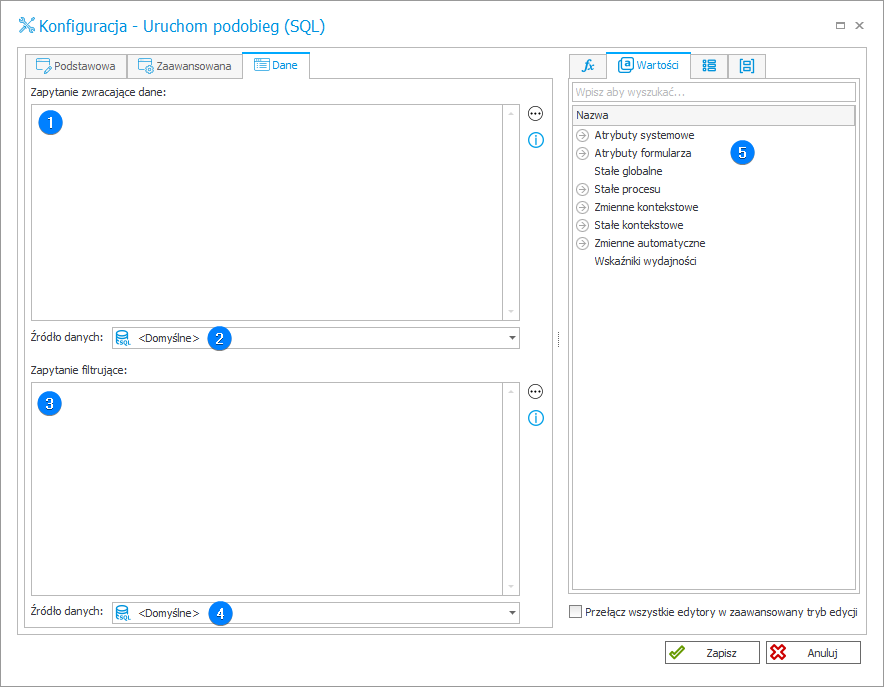 Uruchom podobieg (SQL) Dane